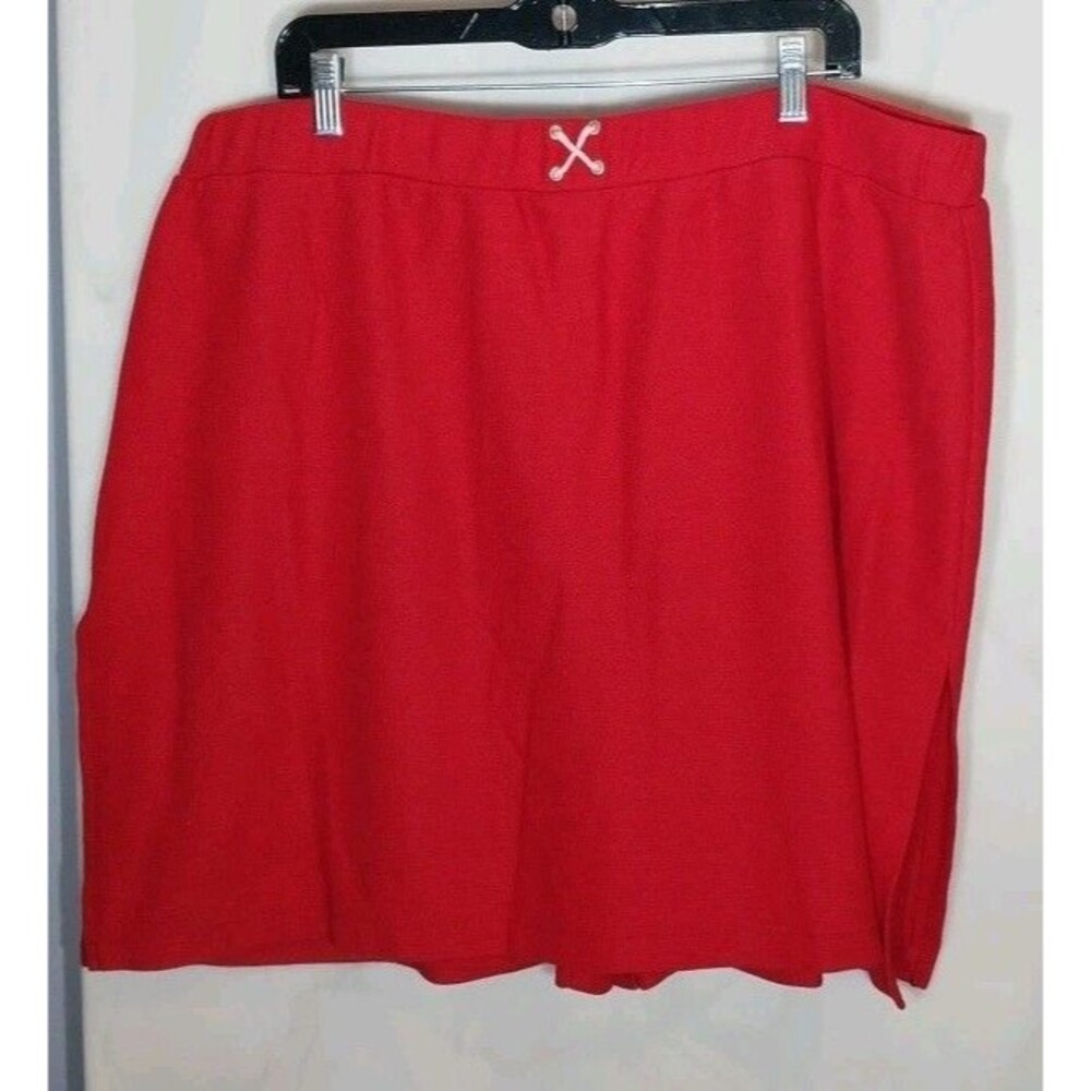 Café Au Lait Red Skort Womens 3X Plus Size Pull On Elastic Waist High Rise Knit
